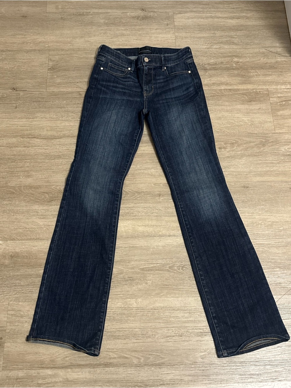 White House Black Market Women's Dark Indigo Flare Jeans